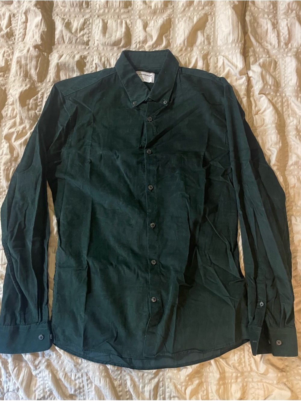 Dark Green Button-Up Pincord Shirt